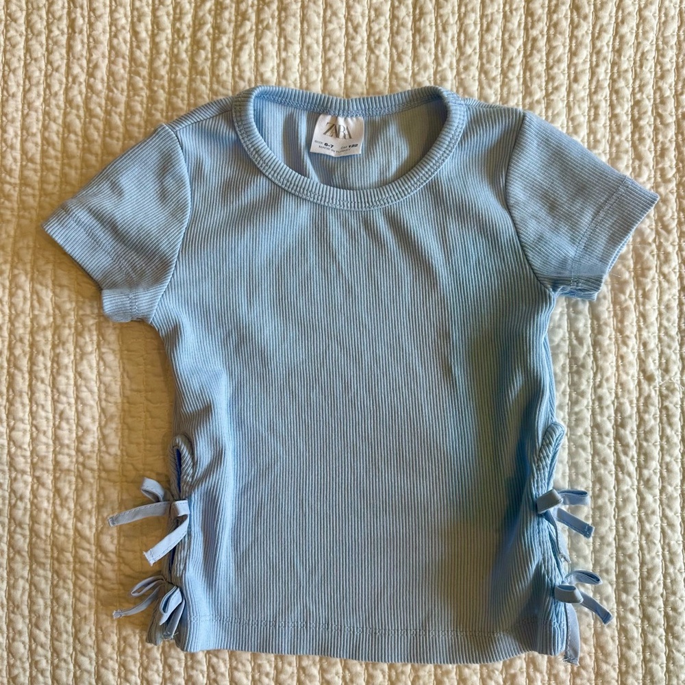 Zara Kids Tee Shirt with Side Bows 4/5T